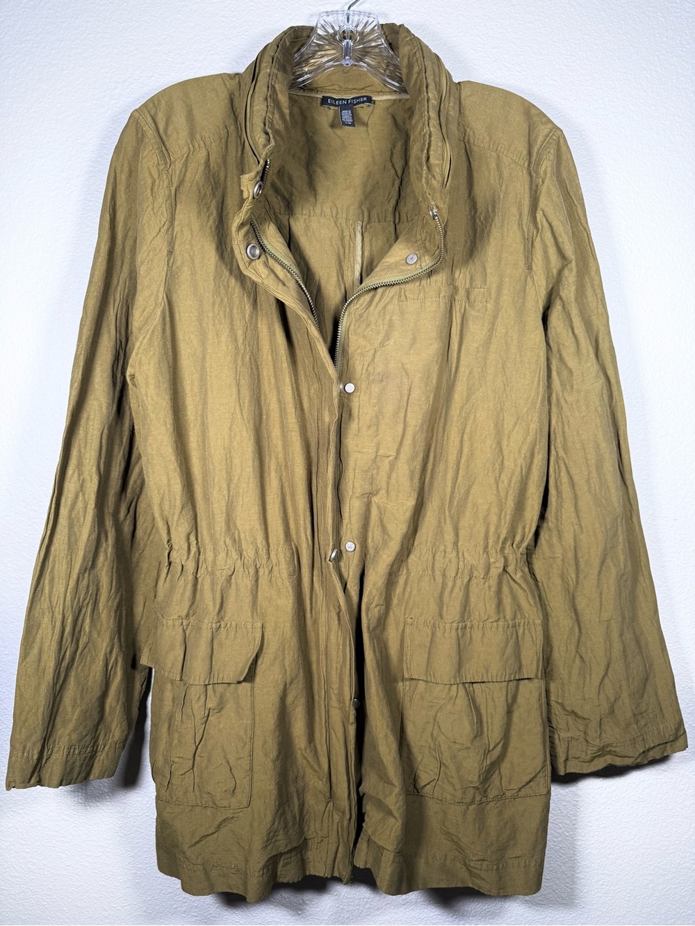 Eileen Fisher Women’s L Crinkle Olive Utility Field Jacket